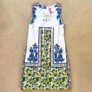 White and Patterned Sleeveless Summer Dress